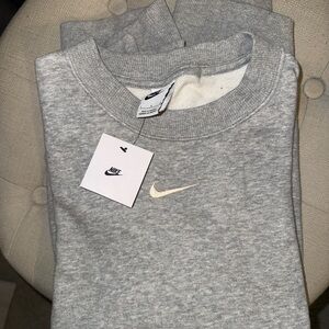 Nike Light Heather Gray Crewneck Sweatshirt with White Swoosh